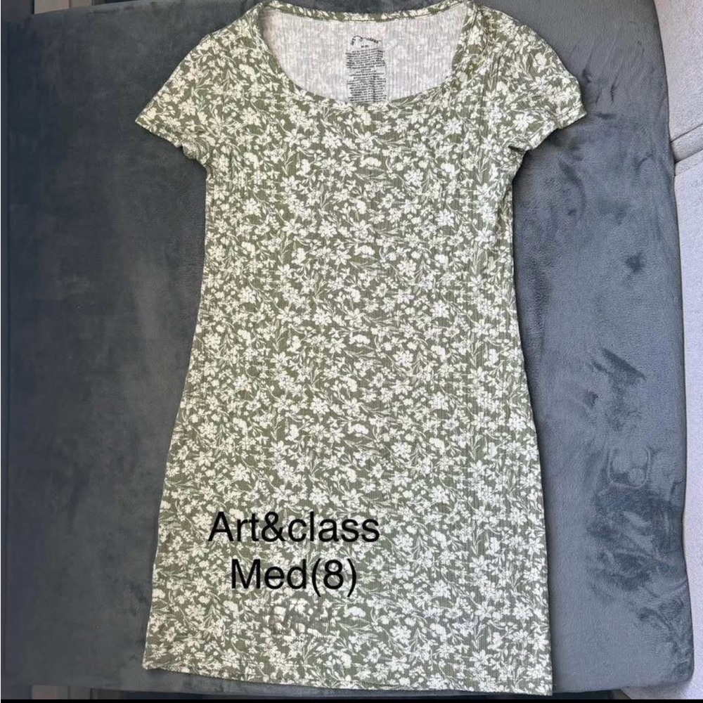 Art & Class girls Green Floral Dress – Size Medium (8)
